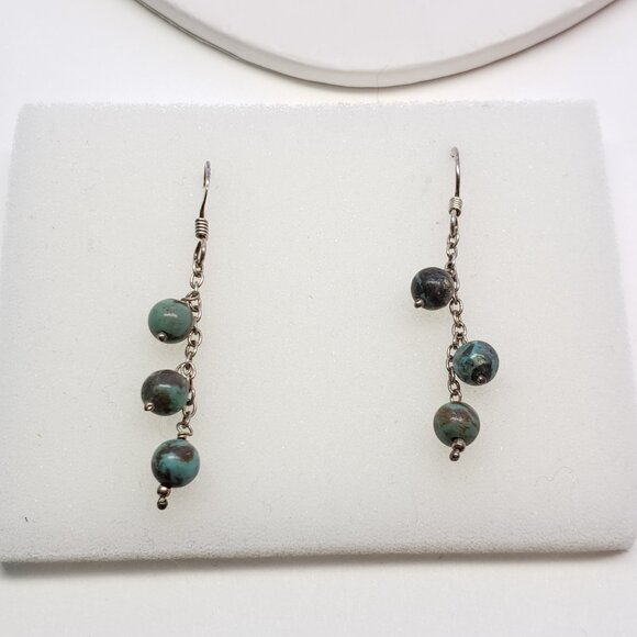 Sterling Silver 925 Turquoise Necklace + Earrings - Picture 5 of 9